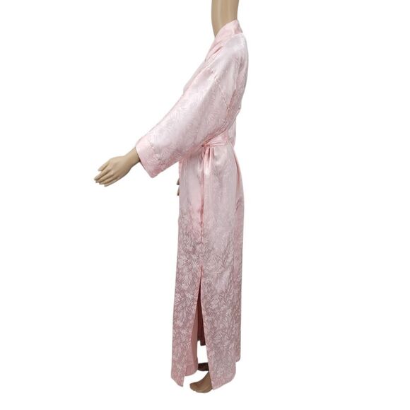 Dior Vintage Pink Satin Kimono Robe All Over Dior Logo and Floral Jacquard - Picture 3 of 14